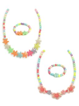 EL REGALO - Necklace and Bracelet Combo for Kids Girls Multi Color (Set of 4)